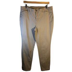 Faded Glory Women's Sz 14 TALL Cotton Spandex Flat Front Chino Khaki Pants